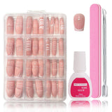 Set de vârfuri pentru unghii false - 240 de bucăți unghii false franțuzești pentru lipit - Unghii artificiale scurte, pătrate, pentru manichiură, pentru femei și bărbați (gradient scurt de sicriu)