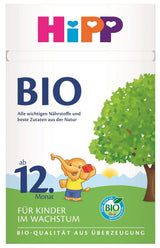 Lapte de creștere organic HiPP (4 x 600g), după 12 luni, cu calciu, fier, vitamina C și D, pentru copiii mici în creștere, de cea mai bună calitate organică