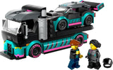 LEGO City Car Transporter cu mașină de curse, camion jucărie cu rampă de încărcare reglabilă și mașină de curse, set de construcție cu 2 minifigurine, șofer de curse și șofer de camion, copii de peste 6 ani 60406 Seturi de constructie Besuche den LEGO-Store