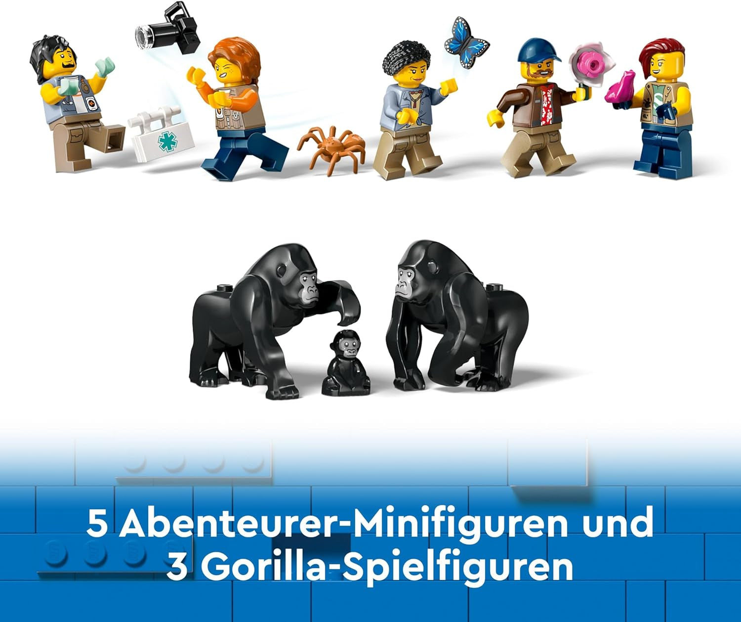 Elicopter LEGO City Jungle Explorer, set de joacă de aventură pentru copii 8+, cadou de Crăciun sau aniversare pentru copii, 5 minifigurine și 3 gorile 60437 Seturi de constructie Besuche den LEGO-Store