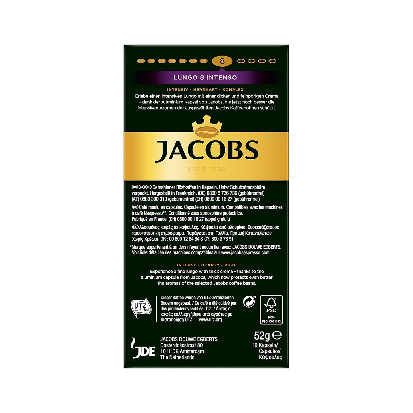 Kaffeekapseln Lungo Intenso, Intensität 8 von 12, 200 Nespresso®* kompatible Kapseln, 10 x 20 Getränke & Kapseln Lungo Intenso, Intensität 8, 100 Nespresso®* 10er Pack, 10 x 10 Getränke