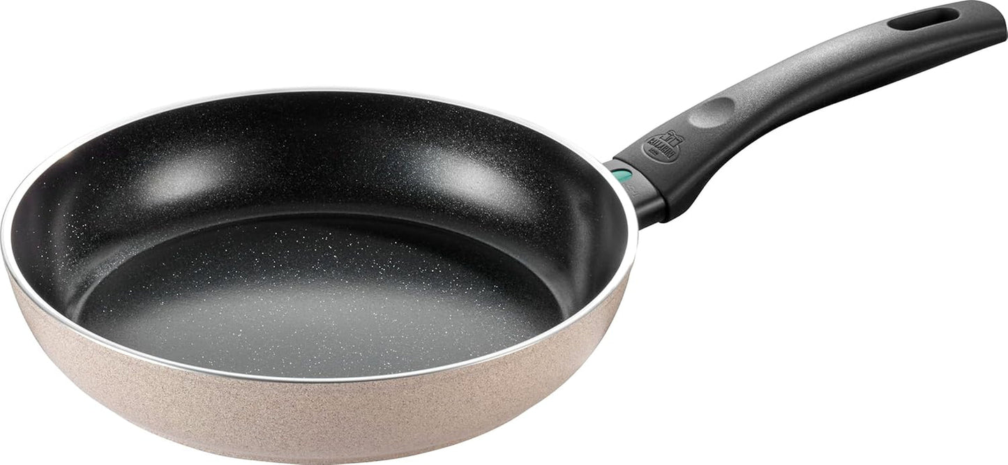Tigaie Ledro, 24 cm, aluminiu, potrivită pentru inducție, strat ceramic antiaderent, Thermopoint, Made in Italy, bej Oale si Tigai Naty Shop 24 Cm