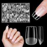 Unghii artificiale scurte, 500 bucăți gel moale acoperire completă vârfuri de unghii pentru unghii cu gel 12 mărimi vârfuri de unghii pre-lustruite pentru unghii cu gel, unghii artificiale scurte sicriu pentru extensii de unghii cu cutie