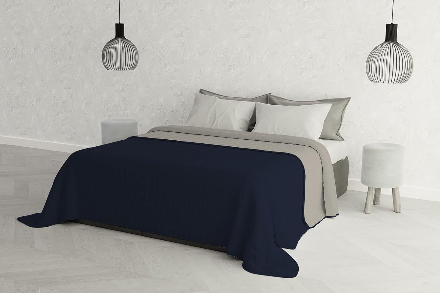 Lenjerie de pat italiană Estivo pat simplu, lenjerie, Aqua, 170 X 270 Cm Plapumi si pilote Naty Shop Grigio Chiaro/Blu Scuro 260 X 270 Cm