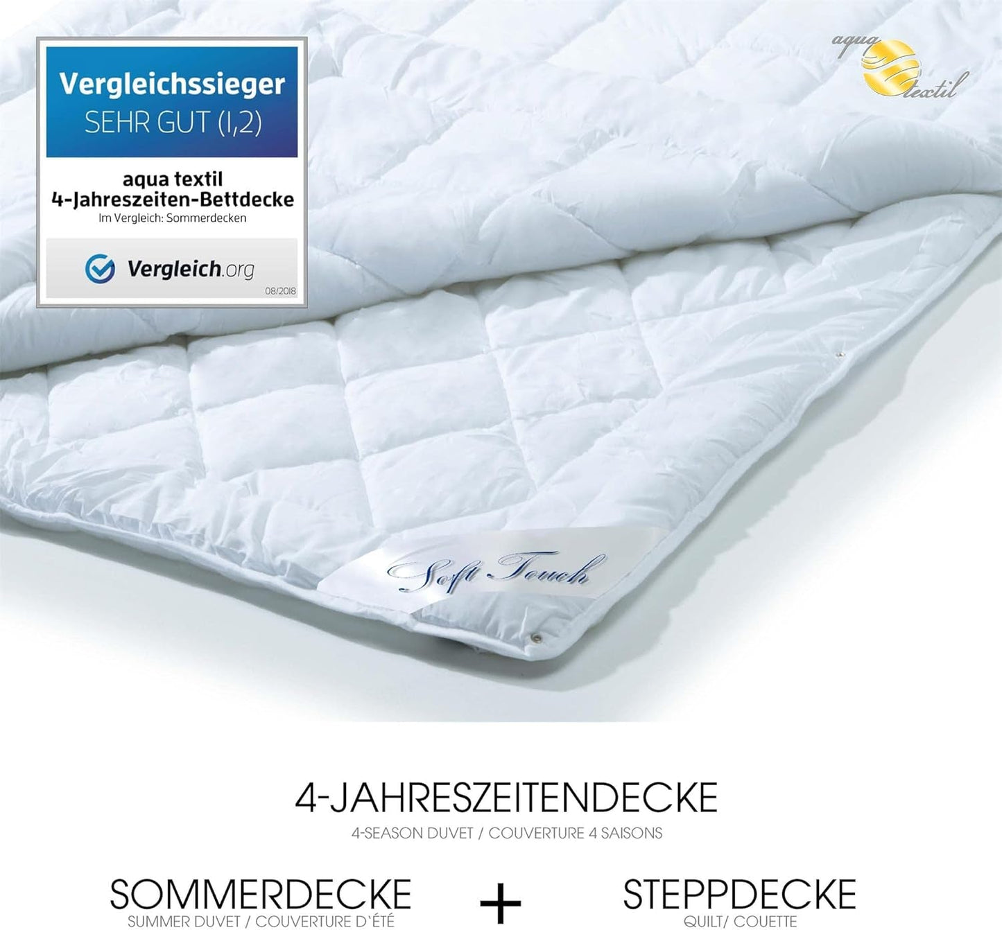 Aqua-Textil 4-sezon plapuma 135X200Cm Pături înnodate împreună Iarna 800G Vara 600G Reglarea climei Oeko-Tex Plapumi si pilote Naty Shop
