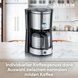 Espressor SEVERIN „TypeSwitch” cu carafă termică, AromaSwitch pentru alegerea între 2 profiluri de preparare, aparat de cafea pentru până la 10 cești, 1000W, oțel inoxidabil periat-negru, KA 4845