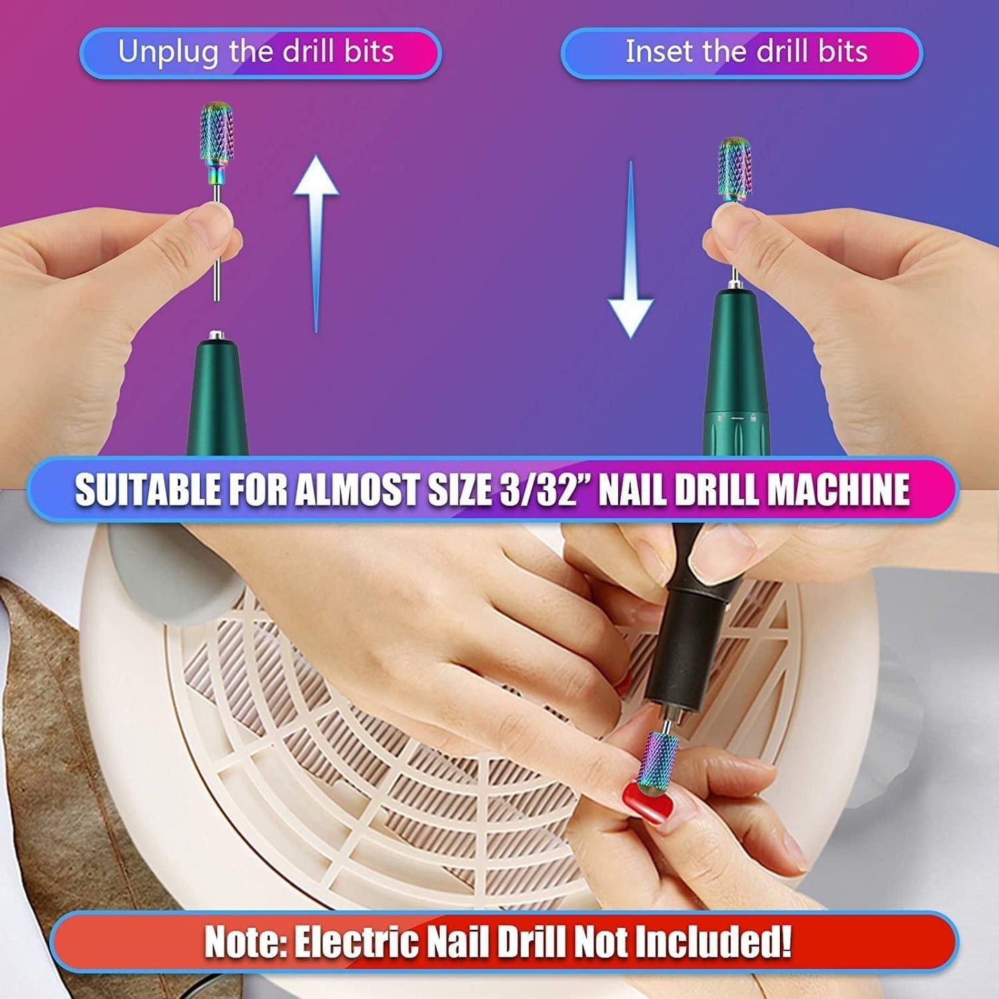 Depvko 30 Stück Nagelfräser Aufsätze Bits, 3/32'' Keramik Bohrer Für Nägel Acryl Diamant-Nagelhaut-Efile-Hartmetall-Entferner Für Zuhause Salon Gel, Maniküre Pediküre-Werkzeuge (Inklusive 3 Etueln)