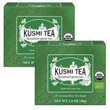 Kusmi Tea - Pachet de 2 - Ceai verde cu iasomie - Amestec de ceai verde organic cu iasomie - Ceai verde 100% organic - Se poate consuma fierbinte sau rece - 2X20 pliculețe de ceai