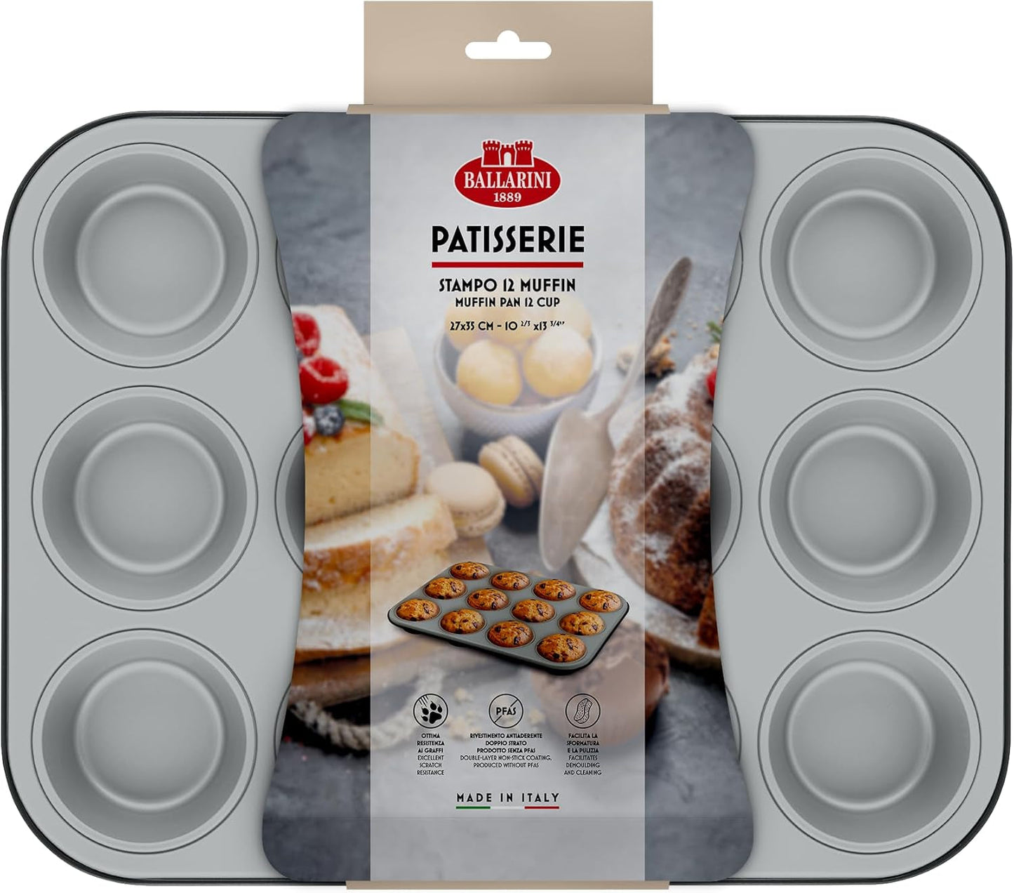 Ballarini, Tava de copt, diverse modele Matrite si tavi pentru copt Naty Shop Gri 12 Briose, 27 x 35 cm
