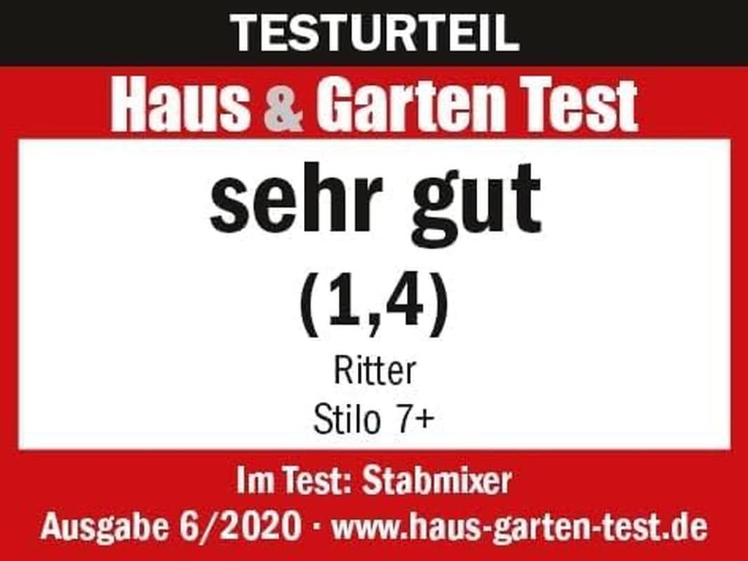Ritter Stilo 7 plus Kabelloser Stabmixer, Pürierstab Mit Akku Aus Vollmetall, Made in Germany, Silber Bucatarie Naty Shop