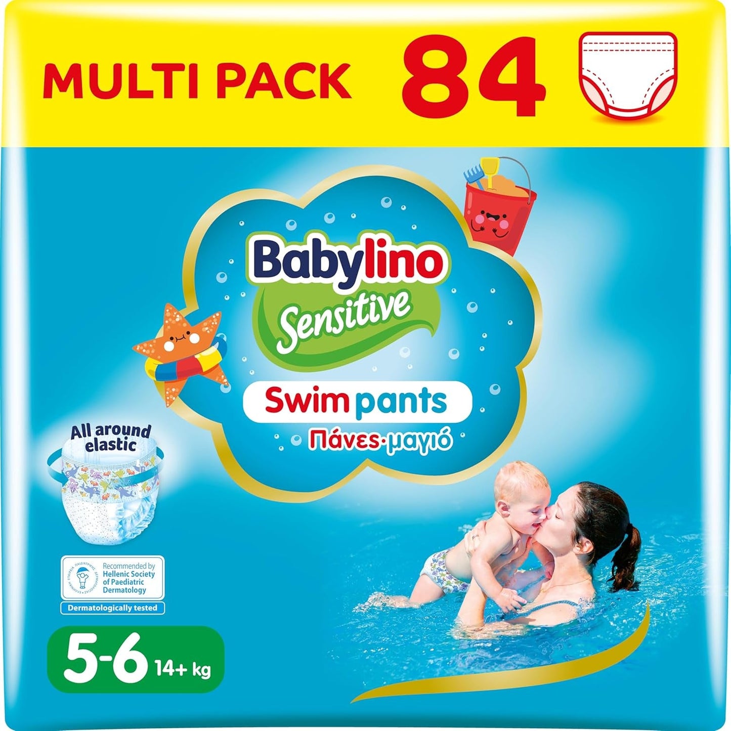 Scutece Sensitive Swim Pants, pentru mare și piscină, mărimea 5-6 (peste 14 kg), 84 bucăți