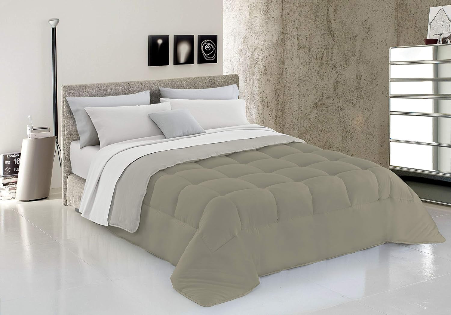 Lenjerie de pat italiană, plapumă de iarnă, taupe/crem, 250X200Cm Plapumi si pilote Naty Shop Tortora/Panna 150 X 200 Cm
