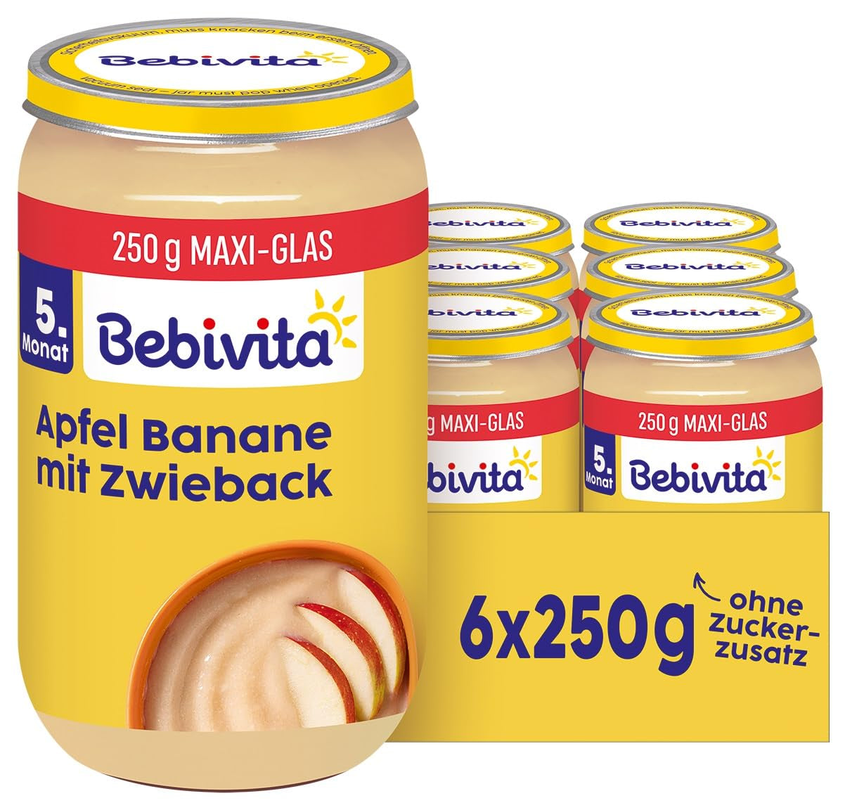 Biscuiți cu fructe și cereale în amestec de măr și banană, 250g, pachet de 6 (6 x 250g)