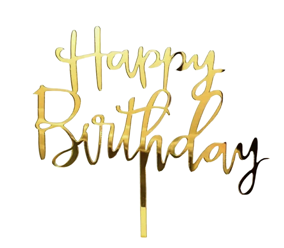 Decoratiune Happy Birthday Topper - Auriu Din Acrilic Non Comestibil Perfect Pentru Torturi