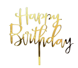 Decoratiune Happy Birthday Topper - Auriu Din Acrilic Non Comestibil Perfect Pentru Torturi