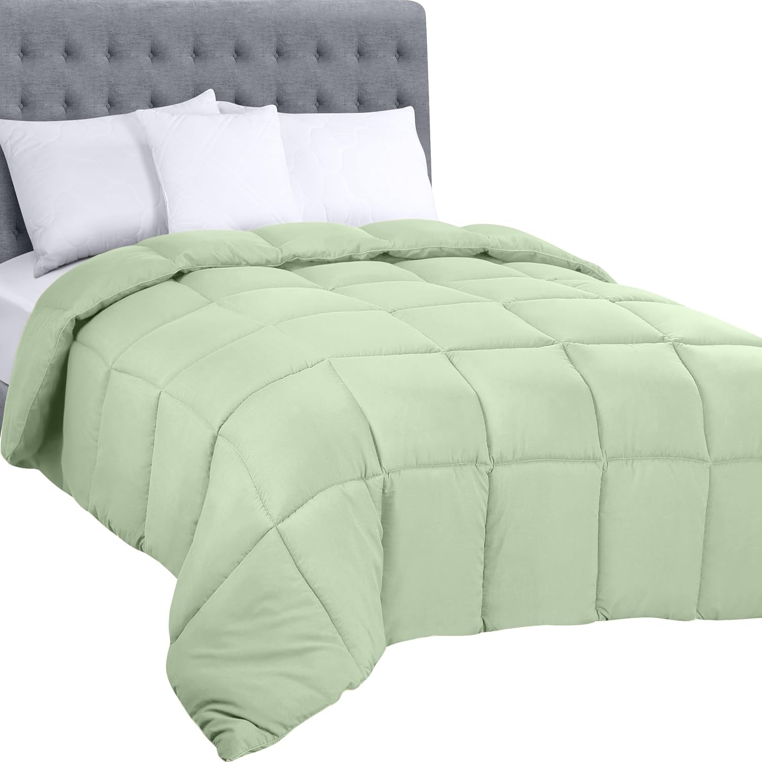 Plapumă Utopia Bedding pentru toate anotimpurile, 250 g/m², pluș, umplutură din fibre siliconizate, pat dublu, cusută în cutie (pat dublu, XL, gri deschis) Plapumi si pilote Naty Shop Glande de salvie Regina (pachet de 1)