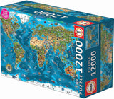 Educa - Minunea lumii, puzzle jigsaw 12000 piese adulți și copii de la 14 ani, harta lumii (19057) Puzzle Naty Shop