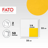 , Șervețele de hârtie de unică folosință, Ideale pentru prânzuri informale și bufete, Pachet de 50 de șervețele, Dimensiune 33X33, 4 ori pliate, 2 straturi, Galben, 100% hârtie din celuloză pură, certificat Fsc