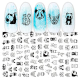 JMEOWIO Nagelsticker Geometrie 10 Blatt Nagelaufkleber Selbstklebend Schwarzes Herz Unregelmäßig Geformt Nail Art Sticker Dekoration Nageldesign Zubehör
