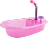 Set cădiță de baie pentru păpuși deAO, păpușă interactivă de 33 cm, baie pentru păpuși, set de joacă pentru păpuși cu suzetă, haine pentru păpuși, halat de baie, scutece pentru păpuși, cadă și spray de duș funcțional