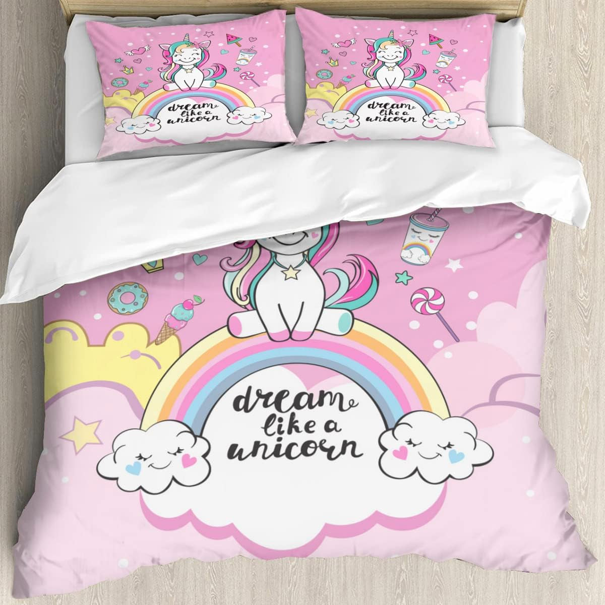 Lenjerie de pat pentru fetite, Unicorn, 2 fețe de pernă Lenjerie de pat - copii Naty Shop