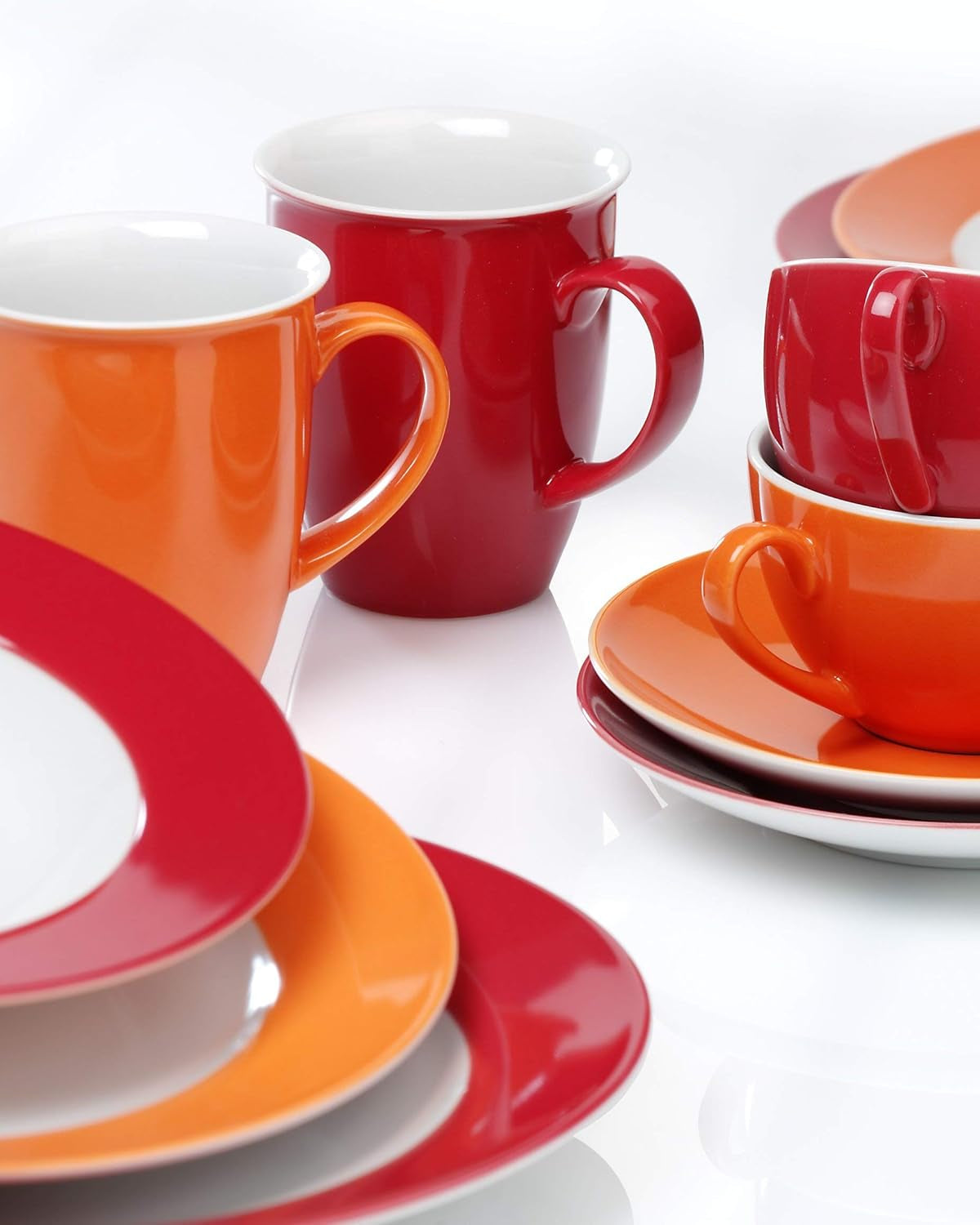 Serviciu de cafea Ritzenhoff & Breker Doppio, 12 piese, veselă din porțelan, roșu