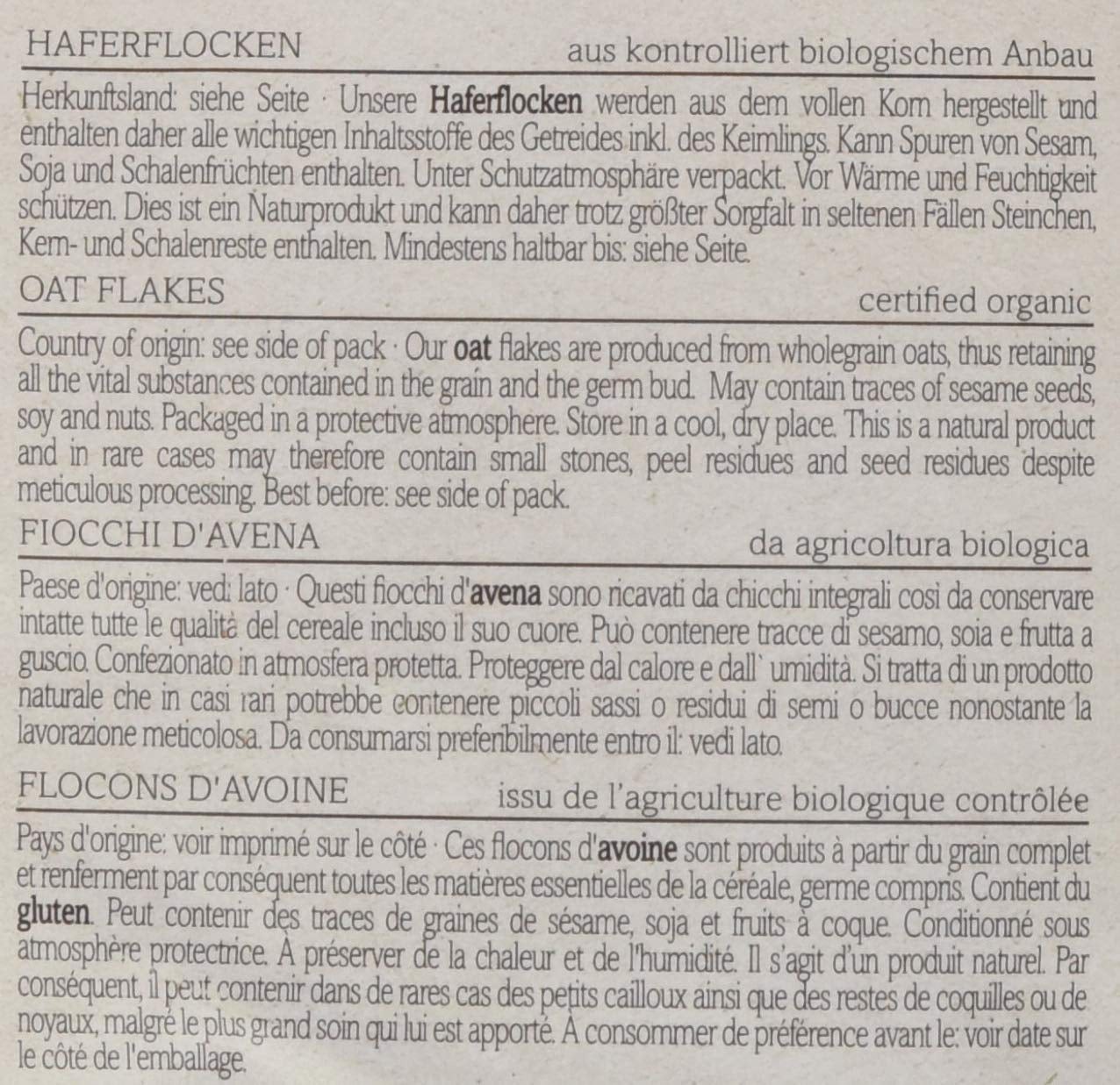 Fulgi de ovăz bio Verival, pachet de 6 (6 x 500 g)