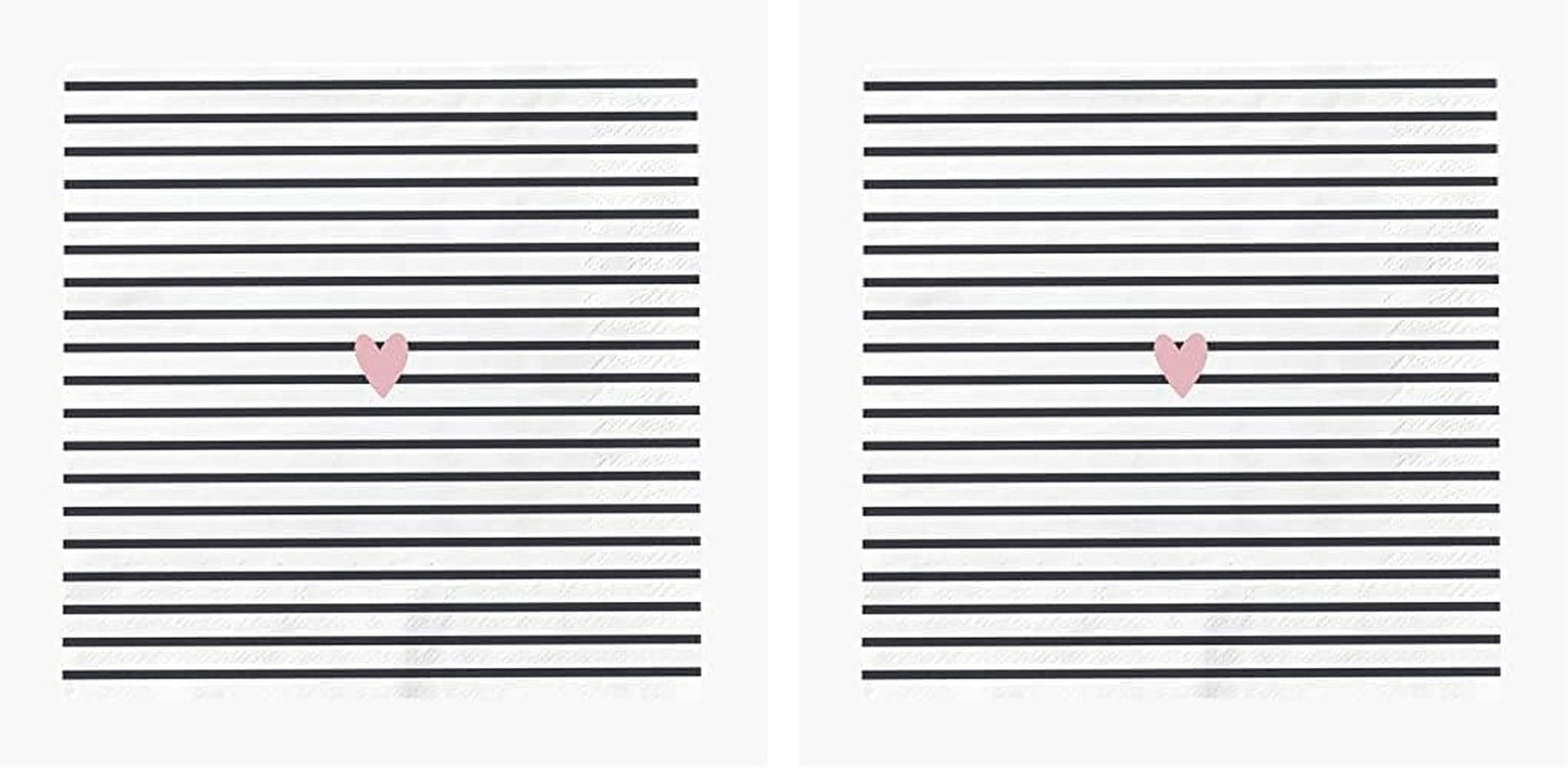 Șervețele Grafik-Werkstatt cu dicton 20 bucăți 25 cm X 25 cm Inimă albă-neagră (pachet cu 2)