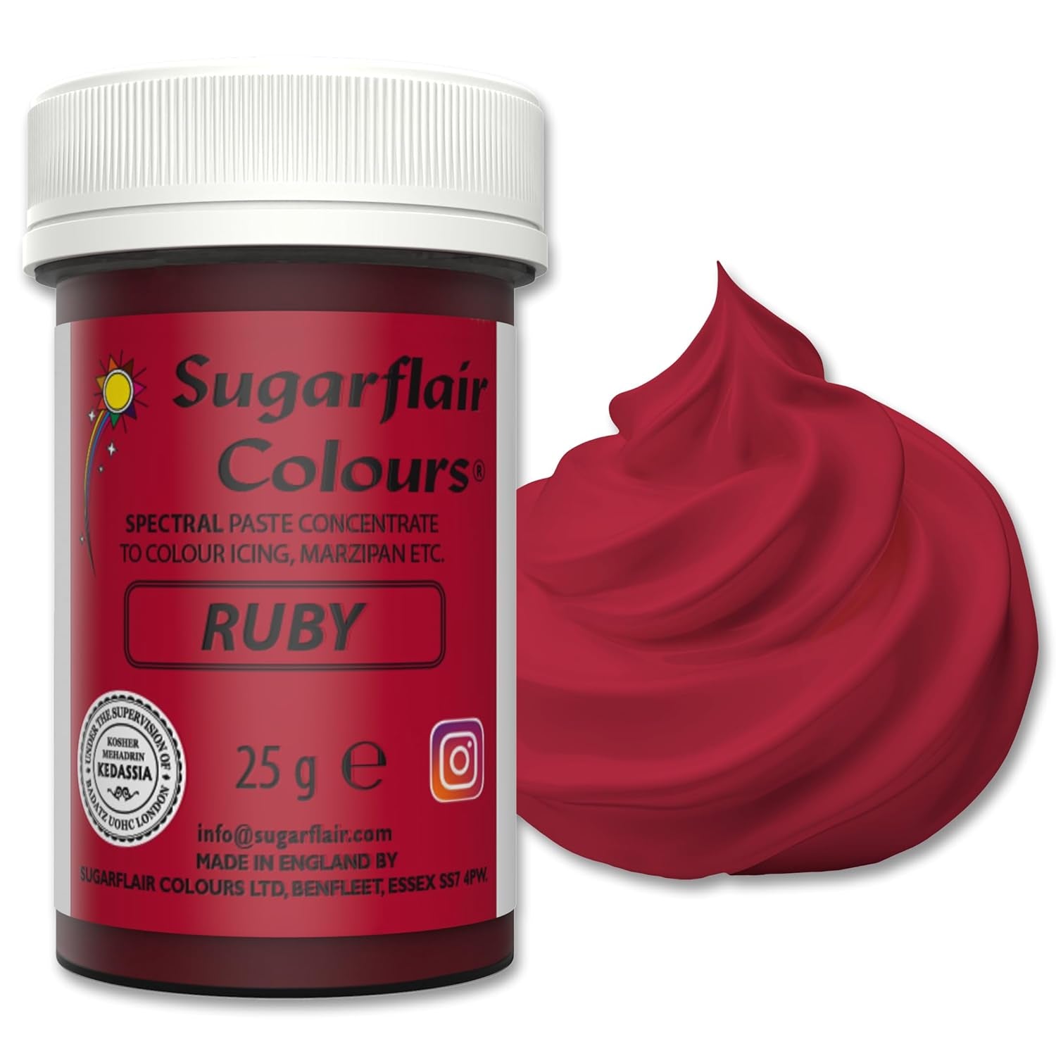 Pastă de colorant alimentar Sugarflair Grafit, colorant alimentar spectral concentrat pentru cremă de unt, pastă de zahăr, glazură, mixuri pentru prăjituri, macarons și multe altele! - 25g