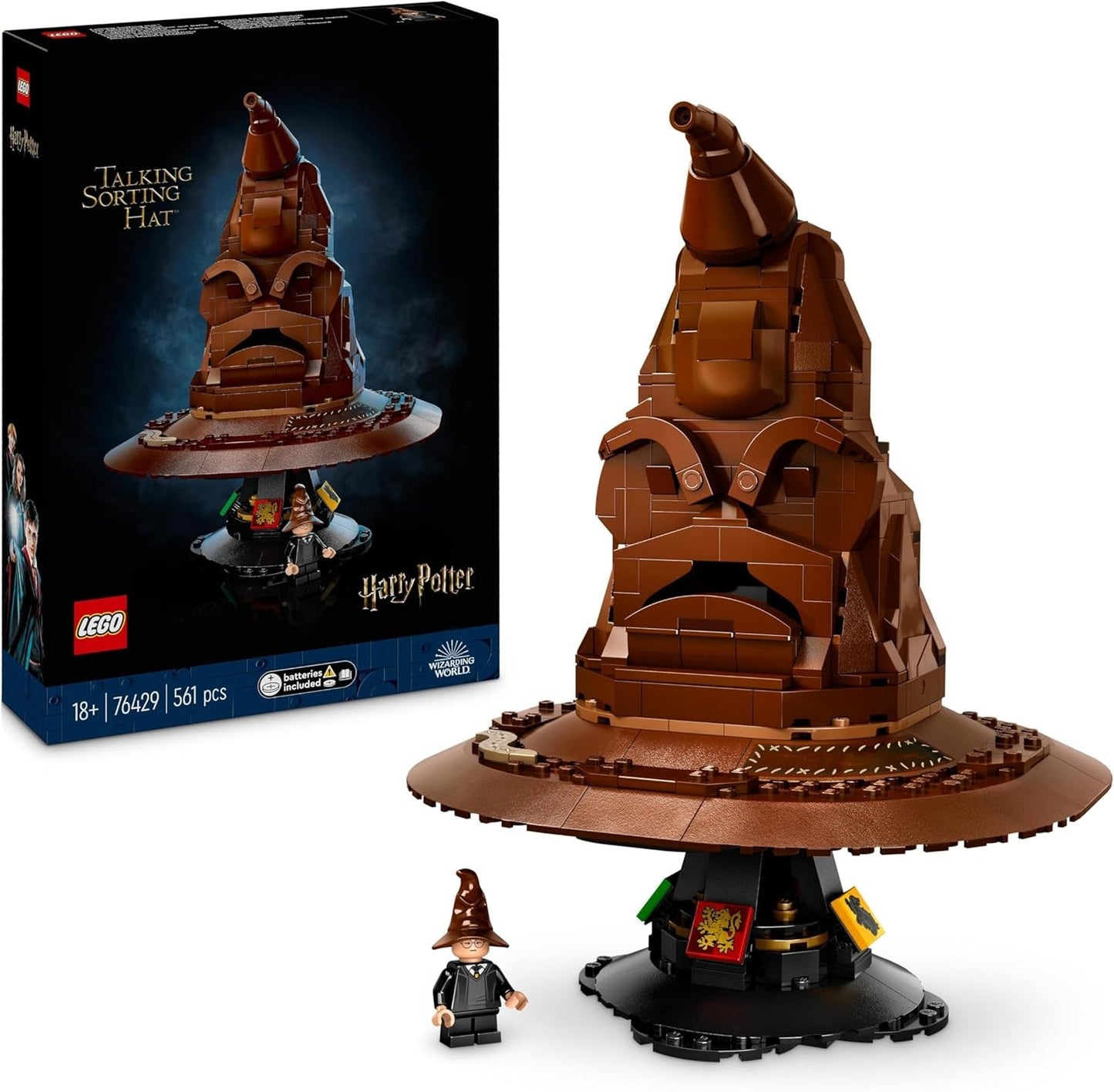 LEGO Harry Potter Pălăria vorbitoare, model Hogwarts pentru adulți, cadou de film pentru femei, bărbați, mamă și tată, cu 31 de combinații de sunete aleatorii, te sortează în casa ta Hogwarts 76429 Seturi de constructie Besuche den LEGO-Store Singur