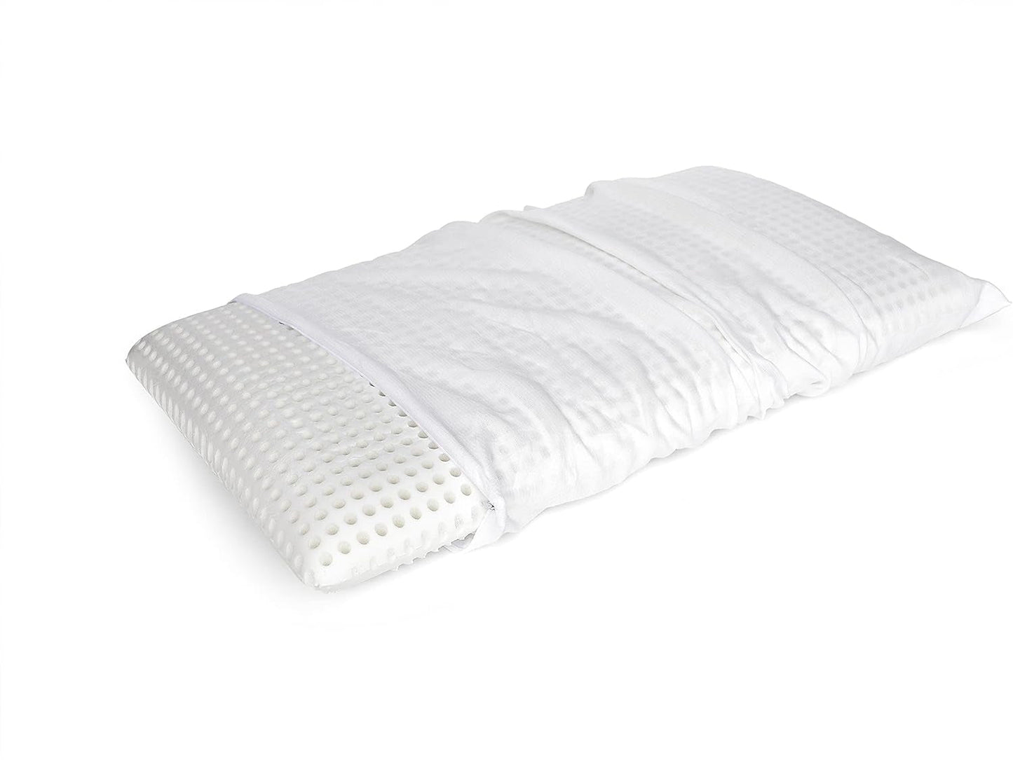 Talamo Italia Set de 2 perne pentru pat, 100% Made in Italy, pernă detașabilă "săpun" din spumă de memorie perforată, hipoalergenică și respirabilă, 70X40Xh16 Cm Perne standard Naty Shop Altezza 10 Copertă inclusă Singolo