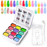 Gradient Painting Gel, 12 Colors Ombre Gel Nail Polish with 100Pcs Nail Sponges & 4 Claws Metal Grabber for French Manicure DIY Nail Art,Set I