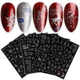 JMEOWIO Nagelsticker Weihnachten 9 Blatt Nail Art Sticker Selbstklebend Nagelaufkleber Schneeflocke Schneemann Festival Weißes Gold Dekoration Nageldesign Zubehör