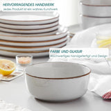 Set de veselă din gresie pentru 6 persoane, Vancasso LOIRE, serviciu de cină cu 18 piese pentru 6 persoane, gri modern, include bol, farfurie de desert și farfurie de cină, potrivit pentru cuptorul cu microunde și mașina de spălat vase