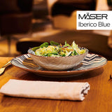 Serviciu de masă MÄSER 934017 Iberico Blue pentru 4 persoane, format din 12 piese, în stil maur, cu diverse modele vintage în alb și albastru, ceramică