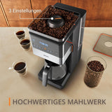 Espressor KRUPS Grind Aroma XL, râșniță conică detașabilă, panou de control digital, capacitate XL (1,5 l), funcție de menținere la cald, carafă din sticlă, negru/oțel inoxidabil, KM842810