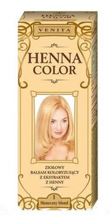 Henna Color 111 Balsam natural pentru păr blond Culoarea părului Efect de colorare a părului natural Henna Eco Vopsea pentru par Naty Shop Blond deschis 75 Ml (1 pachet)