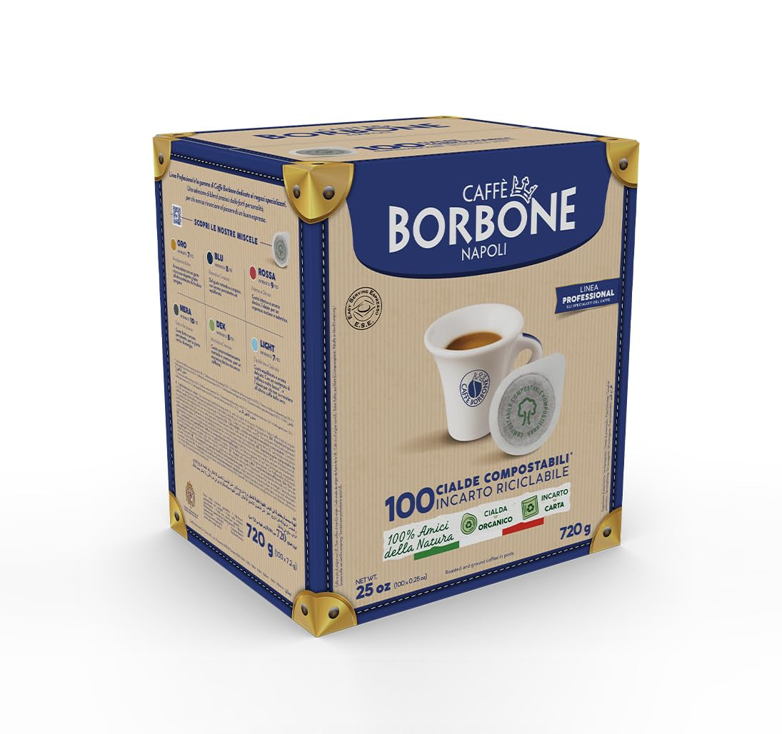Caffè Borbone Kompostierbare Kaffeepads, Gold-Kaffeemischung - 100 Pads - Kompatibel mit ESE System Papier Pads 44 mm