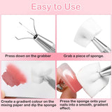 100Stks Latexfrei Nailart Schwämme, Ombre Nagelschwammpinsel, Nagelschwamm Mit Metallgreifer 100 Blatt Nailart-Mischpapier Aufbewahrungsbox, Maniküre Schwamm Applikator Für Farbverlauf Nailart