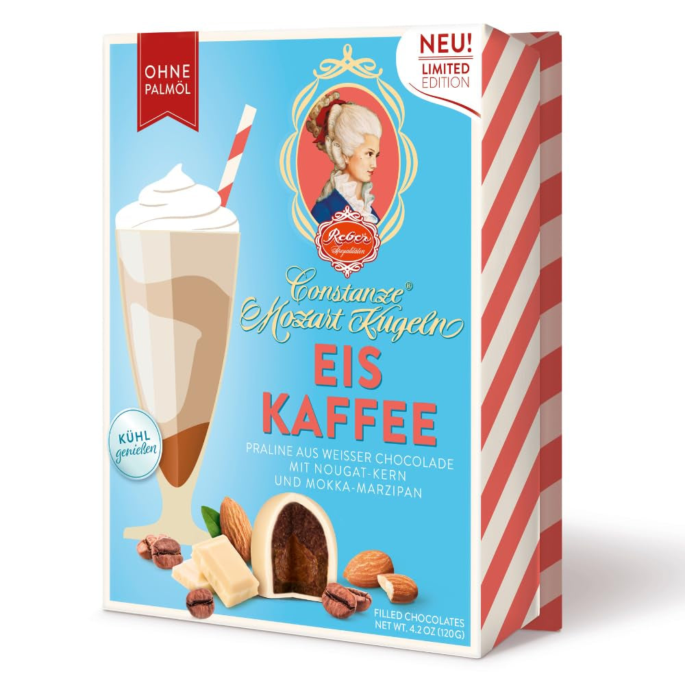 Bile Reber Mozart cu ciocolată neagră, pachet de 6 cu marțipan și nuga, vegane - 1 x 120 g