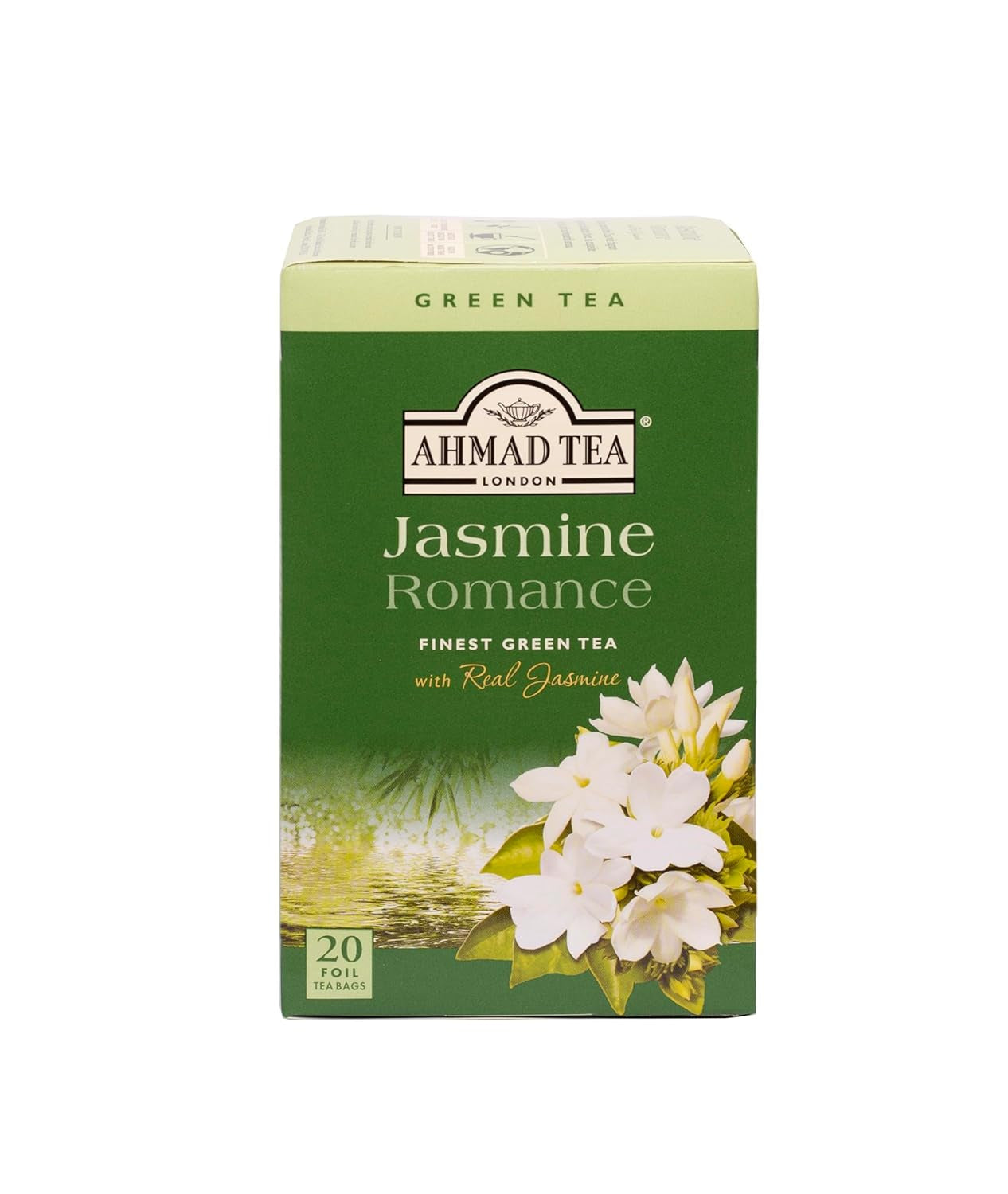 Ahmad Tea - Ceai verde - Pliculețe de ceai ambalate individual, cu aromă sigilată, conținând 2 g de ceai per porție - 20 de pliculețe de ceai cu bandă