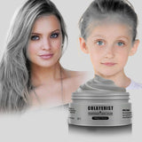 COLAYERIST Culoarea temporară a părului negru lavabil, ceară de colorare a părului pentru bărbați și femei, mascara de păr pentru petreceri sau cosplay, produse de colorare a părului fără mizerie Vopsea pentru par Naty Shop Gri argintiu