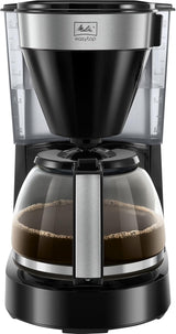 Melitta Easy Top – Espressor cu filtru și carafă din sticlă, pentru până la 10 cești de cafea, din oțel negru/inox