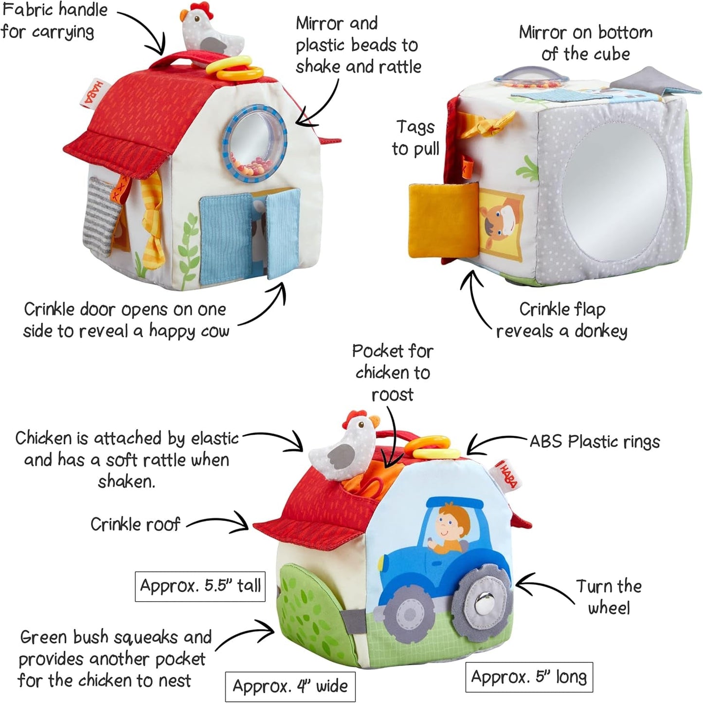 HABA 306383 - Ferma cub de joacă, jucărie multifuncțională de la 6 luni Jucarii Bebe Naty Shop
