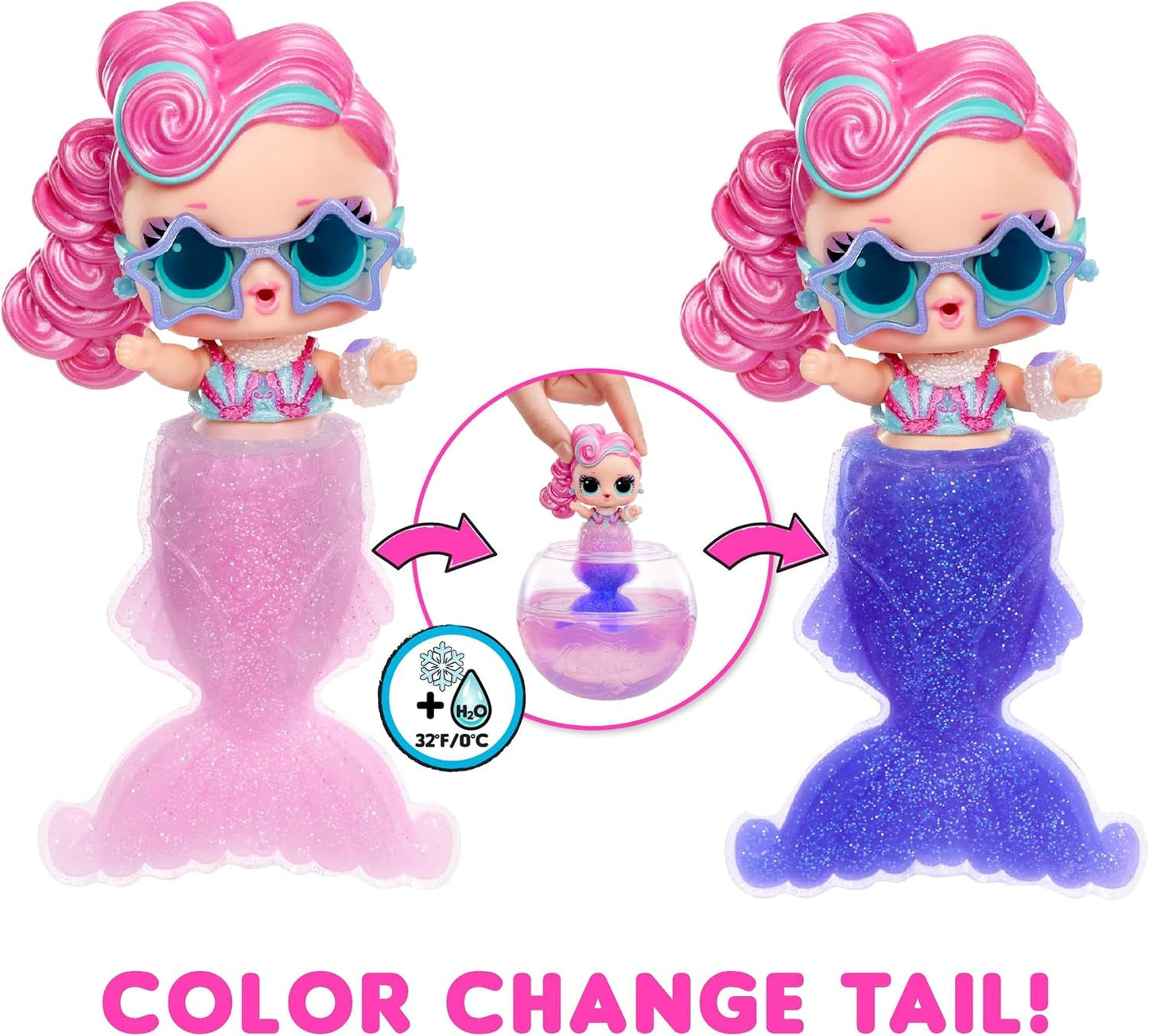 LOL Surprise! Mermaids Tots - Păpuși mini la modă cu cozi care își schimbă culoarea - Potrivite pentru colecționari, fete și băieți cu vârsta de 4 ani și peste