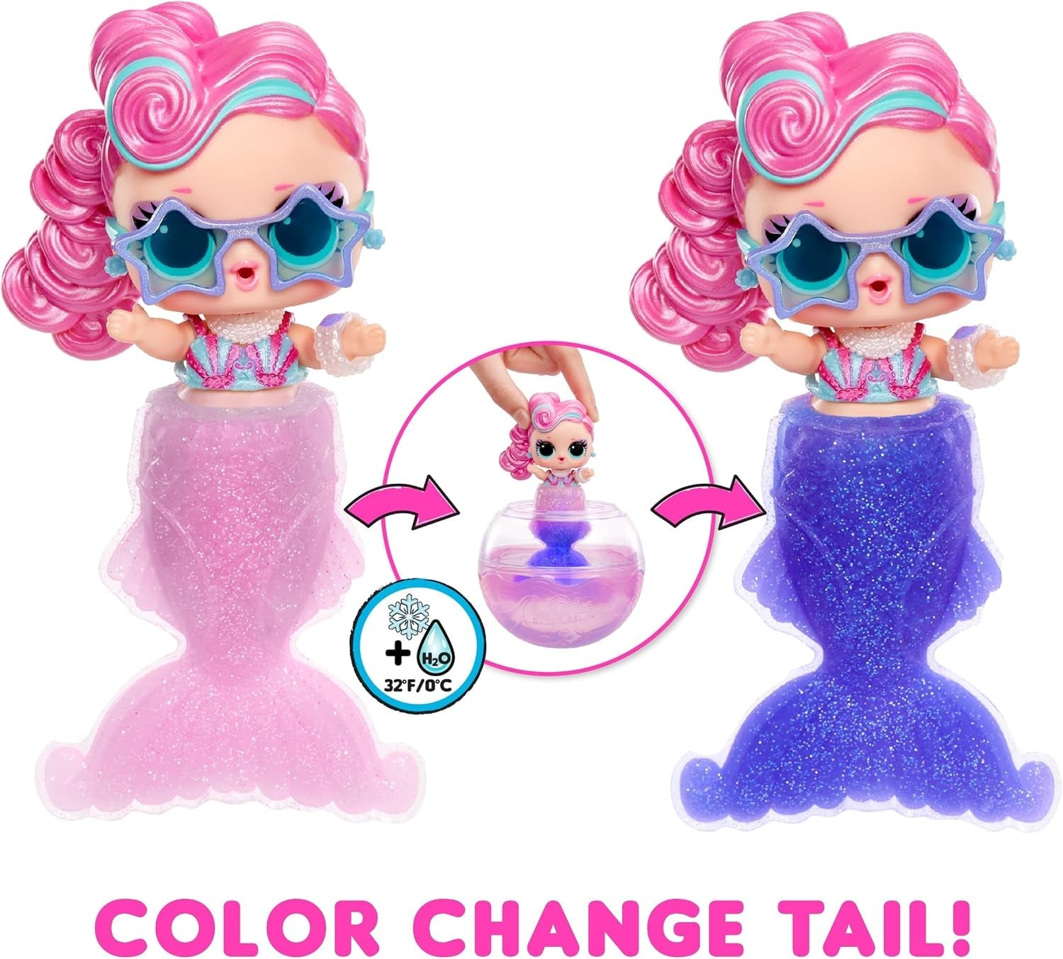 LOL Surprise! Mermaids Tots - Păpuși mini la modă cu cozi care își schimbă culoarea - Potrivite pentru colecționari, fete și băieți cu vârsta de 4 ani și peste
