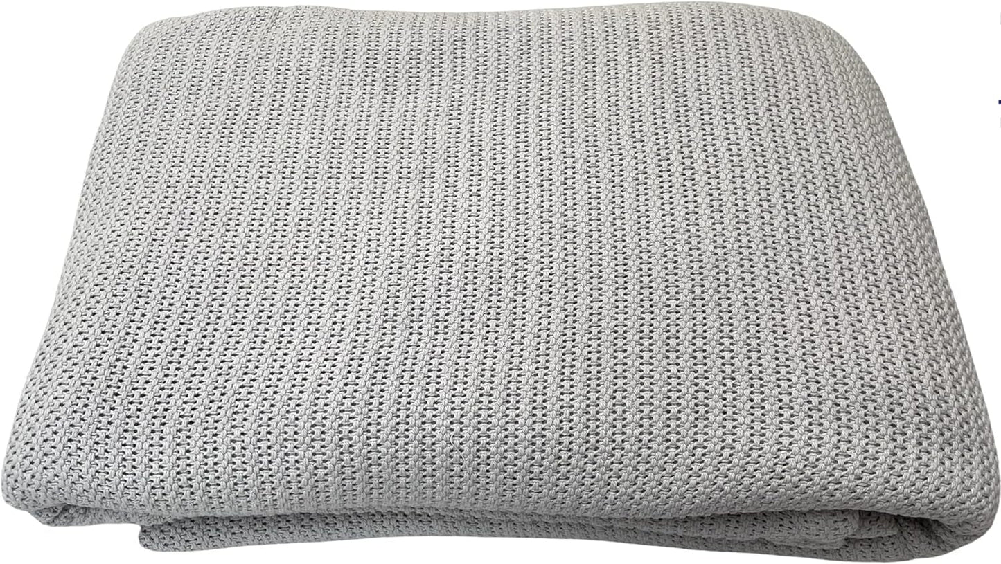 Family Bedding Pătură celulară roz pentru pat dublu, bumbac, cuvertură de pat mare, reversibilă, ușoară, termică, moale, pătură celulară tradițională, 230 X 230 cm Plapumi si pilote Naty Shop Gri Pat single (180X230Cm)