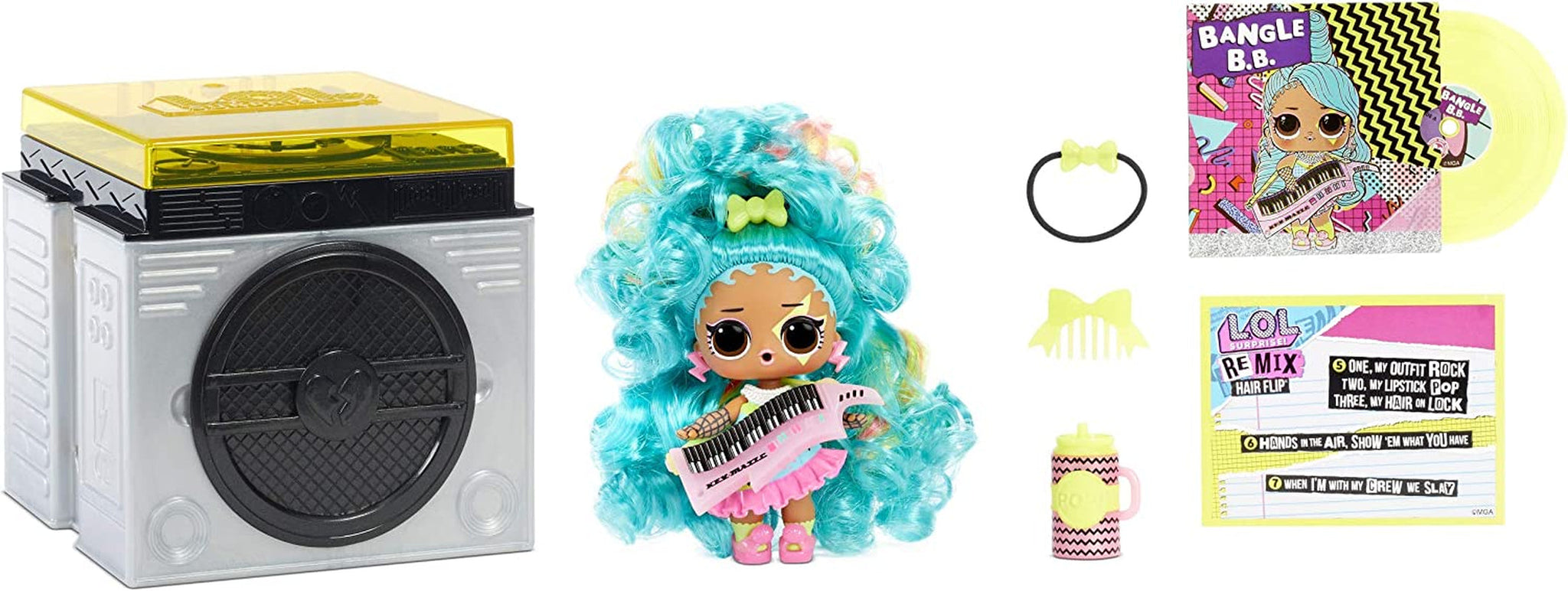 Surpriză L.O.L.! 566977E7C Remix hair flip dolls - Articol de colecție - 15 surprize - Cu capac de păr, accesorii și muzică Papusi Naty Shop Remix Hairflip