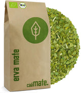 Ceai Mate BIO 1KG ● Proaspăt și verde ● Yerba Mate original ● Uscat la aer ● Fără fum ● Fără plastic ● Echitabil ● Ceai Mate din frunze de Mate, ramuri de Mate și pudră de frunze de Mate ● DE-ÖKO-006
