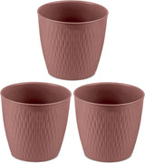 Set de 5 ghivece maro, diametru 16 cm – Ghivece robuste din plastic – Jardinieră decorativă cu opțiune de drenaj – Ghiveci elegant pentru interior și exterior